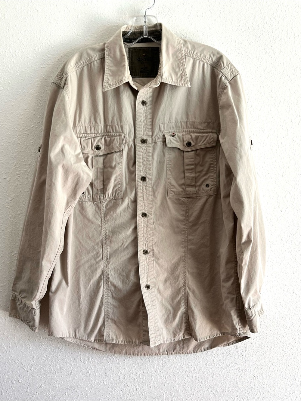 RedHead Canvas Twill Work Shirt Mens Size M Beige Cotton Heavyweight 80s